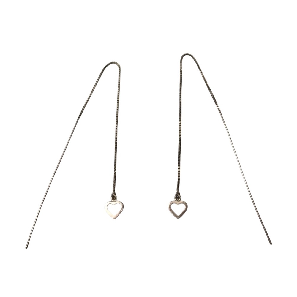 Sterling Silver Threader Earrings with Hearts